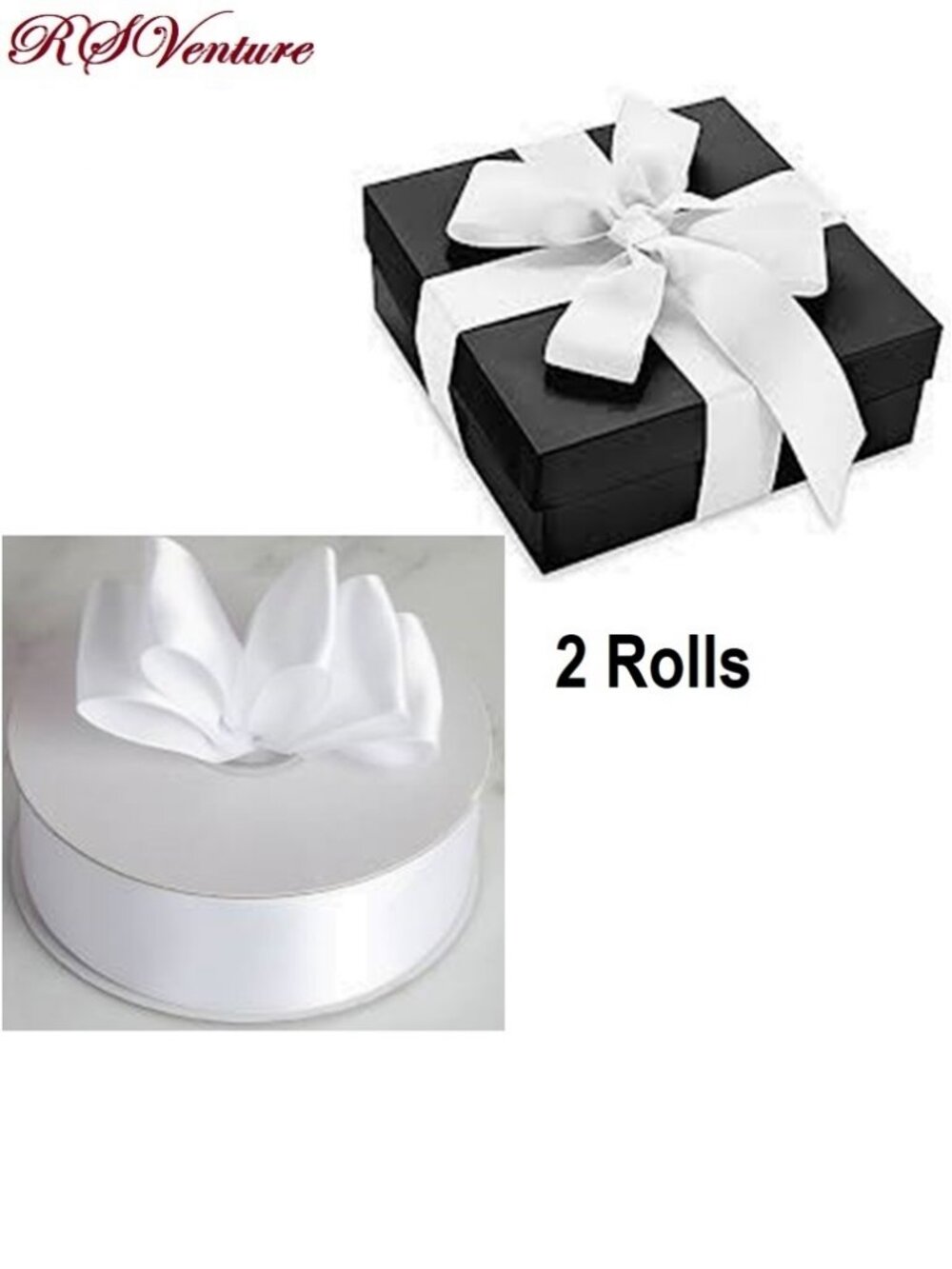 2 Rolls 1.5 Inchs White Satin Ribbon